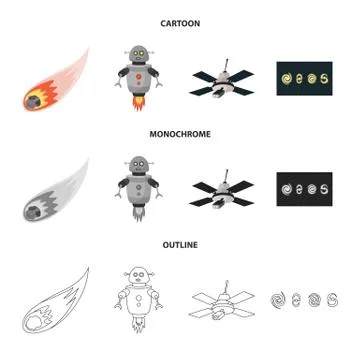 Vector design of astronomy and technology symbol. Set of astronomy and sky Illustrazione stock