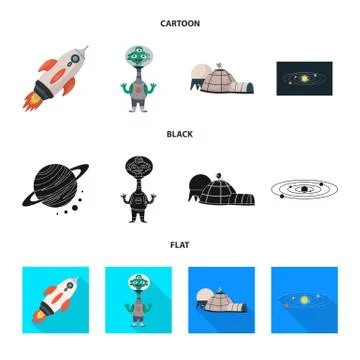 Vector design of astronomy and technology sign. Set of astronomy and sky stock 스톡 일러스트