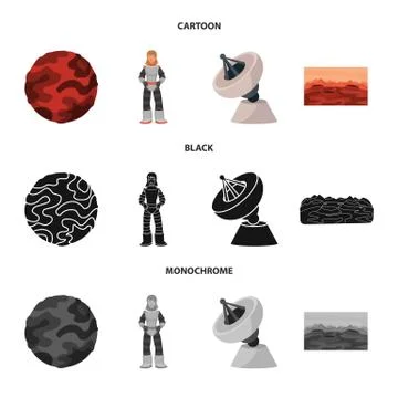 Vector design of astronomy and technology logo. Set of astronomy and sky vector Stock Illustration