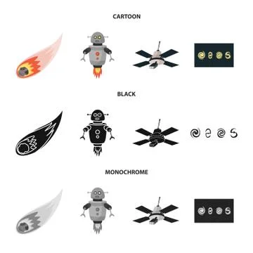 Vector design of astronomy and technology logo. Collection of astronomy and sky Illustrazione stock