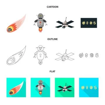 Vector design of astronomy and technology symbol. Collection of astronomy and Illustrazione stock