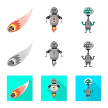 Vector design of astronomy and technology logo. Set of astronomy and sky vector Illustrazione stock