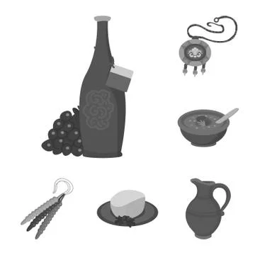 Vector design of attributes and tourism icon. Set of attributes and national Stock Illustration