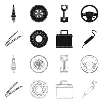 Vector design of auto and part symbol. Collection of auto and car stock vector Stock Illustration
