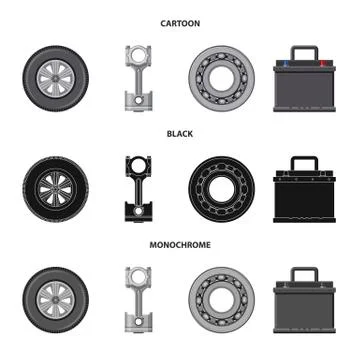 Vector design of auto and part symbol. Collection of auto and car stock symbol Stock Illustration