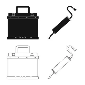 Vector design of auto and part sign. Set of auto and car stock vector 스톡 일러스트
