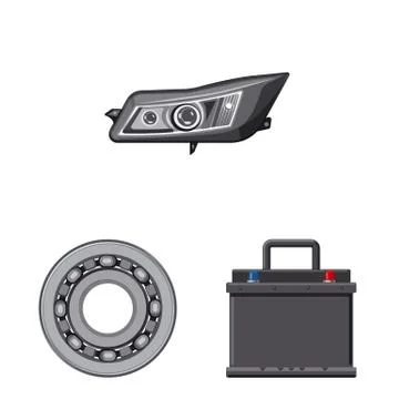 Vector design of auto and part sign. Set of auto and car stock vector Stock Illustration