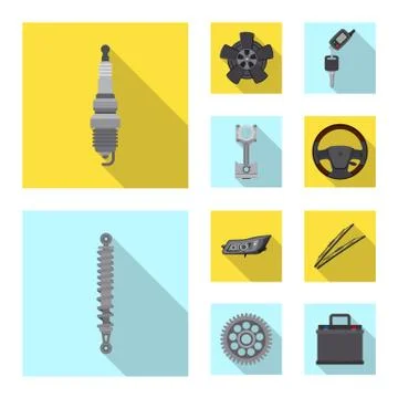 Vector design of auto and part sign. Set of auto and car stock vector Stock Illustration