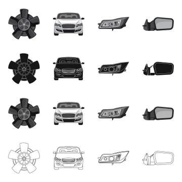 Vector design of auto and part icon. Collection of auto and car stock vector Illustrazione stock
