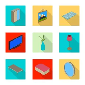 Vector design of bedroom and room icon. Set of bedroom and furniture stock Stock Illustration