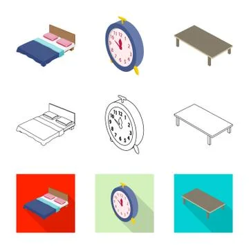 Vector design of bedroom and room sign. Set of bedroom and furniture vector icon Stock Illustration