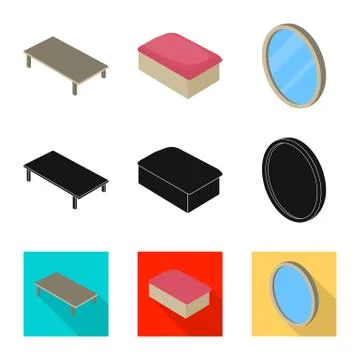 Vector design of bedroom and room icon. Collection of bedroom and furniture Stock Illustration
