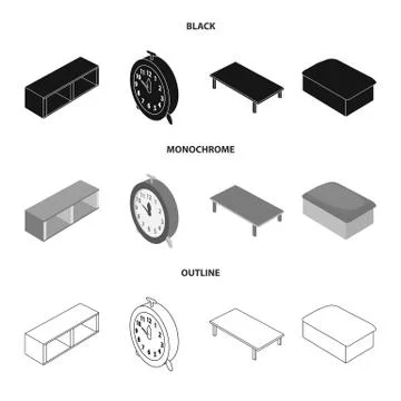 Vector design of bedroom and room symbol. Set of bedroom and furniture stock Stock Illustration