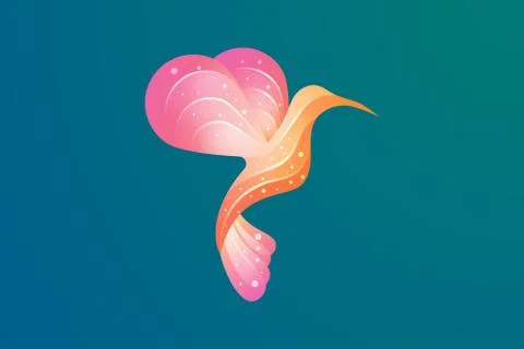 Vector design of a bird in flight with various bright colors Stock Illustration