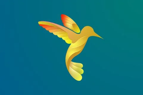 Vector design of a bird in flight with various bright colors Stock Illustration