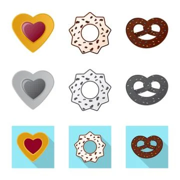 Vector design of biscuit and bake symbol. Set of biscuit and chocolate stock Stock Illustration