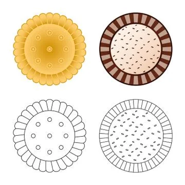 Vector design of biscuit and bake sign. Collection of biscuit and chocolate Stock Illustration