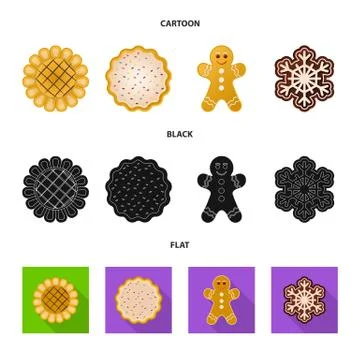 Vector design of biscuit and bake symbol. Set of biscuit and chocolate stock Stock Illustration