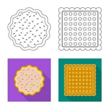 Vector design of biscuit and bake sign. Set of biscuit and chocolate vector icon Stock Illustration