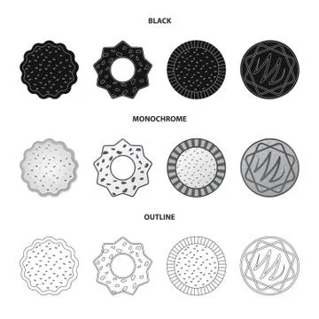 Vector design of biscuit and bake sign. Collection of biscuit and chocolate Stock Illustration