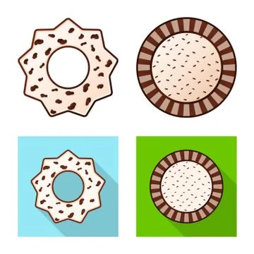 Vector design of biscuit and bake icon. Set of biscuit and chocolate stock Stock Illustration