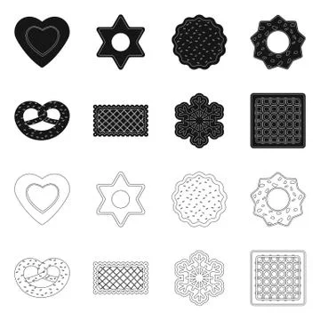 Vector design of biscuit and bake symbol. Collection of biscuit and chocolate Stock Illustration