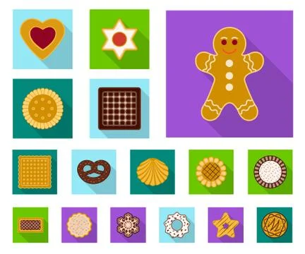 Vector design of biscuit and bake sign. Set of biscuit and chocolate stock Stock Illustration