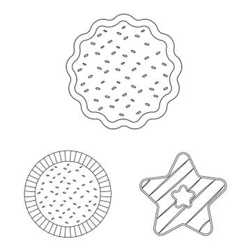 Vector design of biscuit and bake symbol. Set of biscuit and chocolate stock Stock Illustration