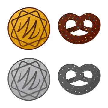 Vector design of biscuit and bake sign. Set of biscuit and chocolate stock Stock Illustration