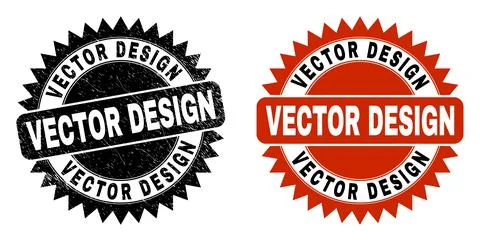 VECTOR DESIGN Black Rosette Watermark with Unclean Style Stock Illustration