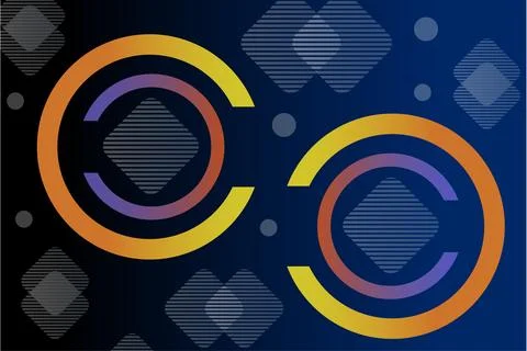 Vector design of a blue background with flat geometric shapes and circles Stock Illustration