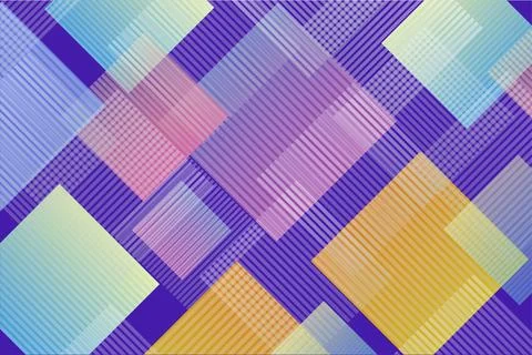 Vector design of a blue background with flat multicolored geometric shapes .. Stock Illustration