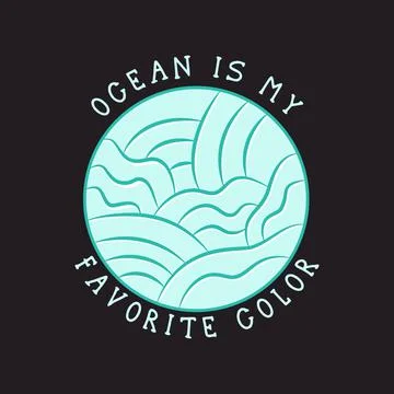 Vector design of blue rippling sea water. Print logo on black background Ilustración de archivo