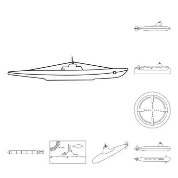 Vector design of boat and navy icon. Set of boat and deep stock vector Stock-Illustration