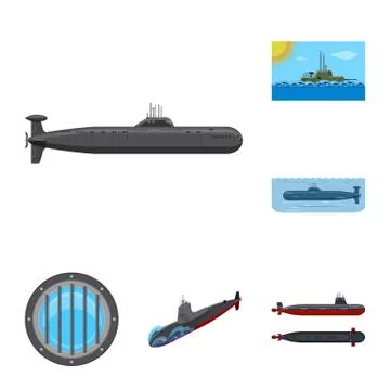 Vector design of boat and navy symbol. Set of boat and deep stock symbol for web 스톡 일러스트