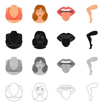 Vector design of body and part sign. Collection of body and anatomy stock vector Stock Illustration