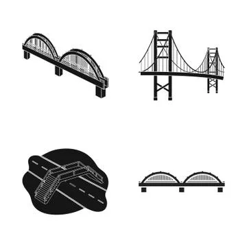 Vector design of bridge and construction logo. Set of bridge and arch vector Stock Illustration