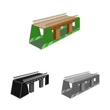 Vector design of bridge and cycling sign. Collection of bridge and relocation Illustrazione stock