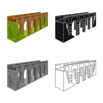 Vector design of bridge and relocation symbol. Collection of bridge and column Stock Illustration