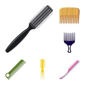 Vector design of brush and hair symbol. Collection of brush and hairbrush stock Stock Illustration