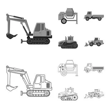 Vector design of build and construction logo. Collection of build and machinery Stock-Illustration