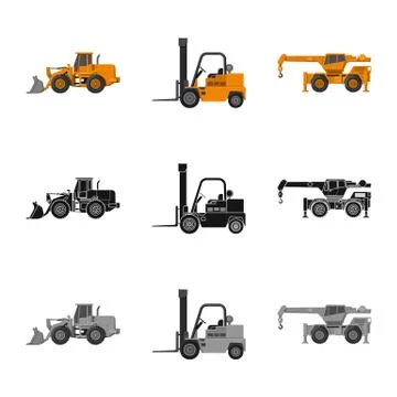 Vector design of build and construction sign. Set of build and machinery stock Stock-Illustration