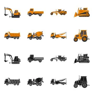 Vector design of build and construction sign. Set of build and machinery stock Stock-Illustration