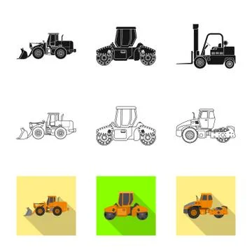 Vector design of build and construction sign. Collection of build and machinery Stock Illustration