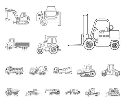 Vector design of build and construction sign. Set of build and machinery stock Stock-Illustration