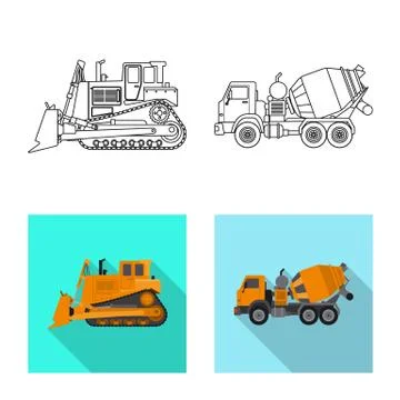 Vector design of build and construction sign. Collection of build and machinery Illustrazione stock