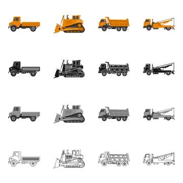 Vector design of build and construction sign. Collection of build and machinery Stock-Illustration