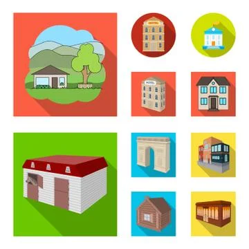 Vector design of building and city symbol. Collection of building and business Ilustración de archivo