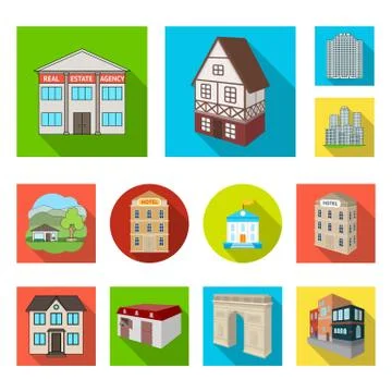 Vector design of building and city icon. Set of building and business stock Ilustración de archivo