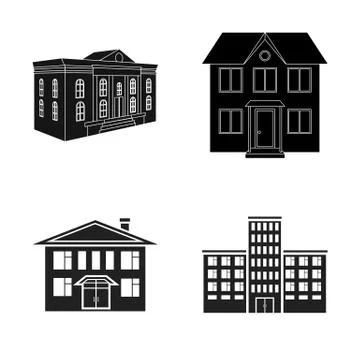 Vector design of building and city symbol. Collection of building and modern Ilustración de archivo